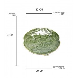Travessa Folha 20cm Decorativa De Cerâmica Banana Leaf Verde